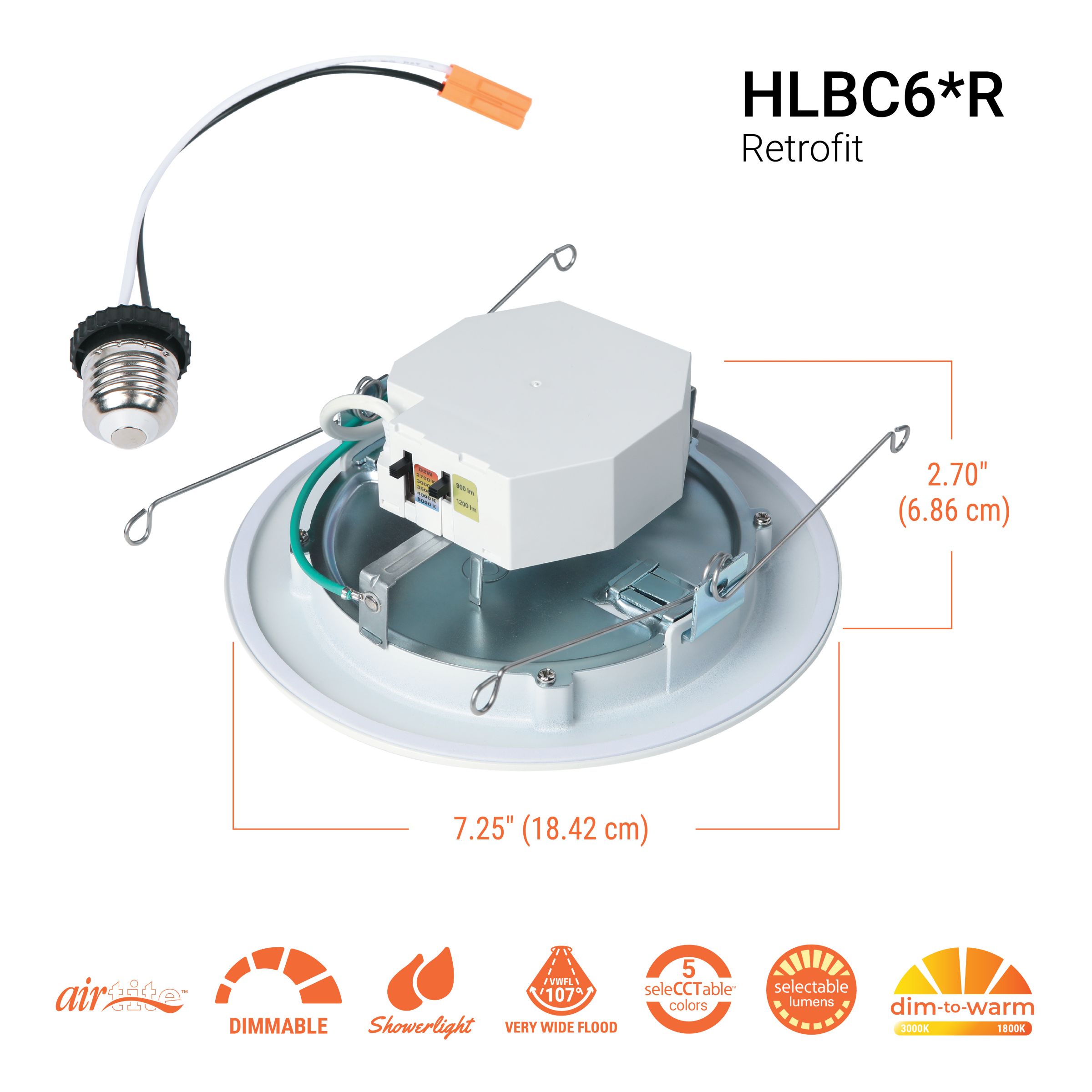 HLBC 4 in. Ultra-Slim Regressed LED Downlight Selectable CCT with D2W Option
